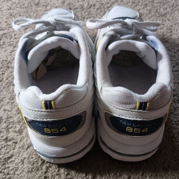 VINTAGE New Balance 854 Athletic Sneakers Men's Size 6 White/Blue/Yellow PRE-OWN - Picture 6 of 8